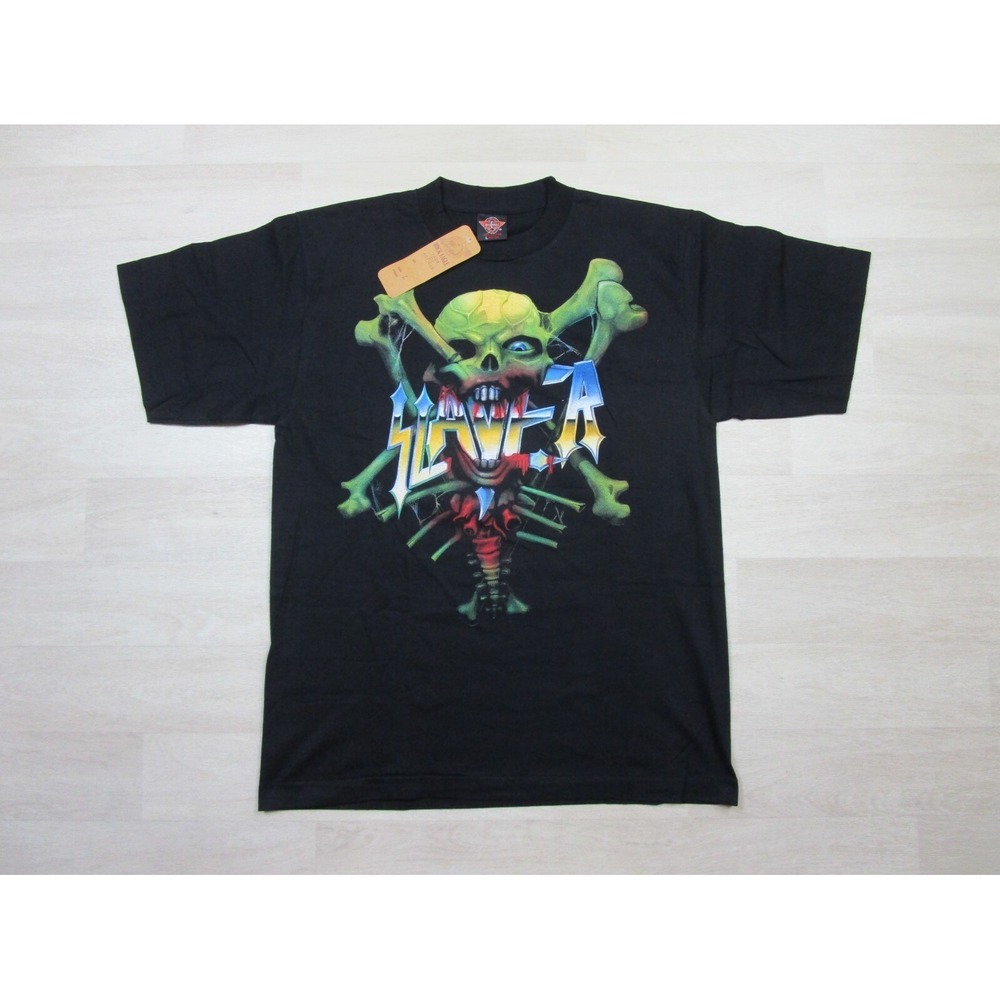 NWT -‎ Vintage Slayer T Shirt (L) Rock Eagle 1990's Deadstock Skull & Bones Band